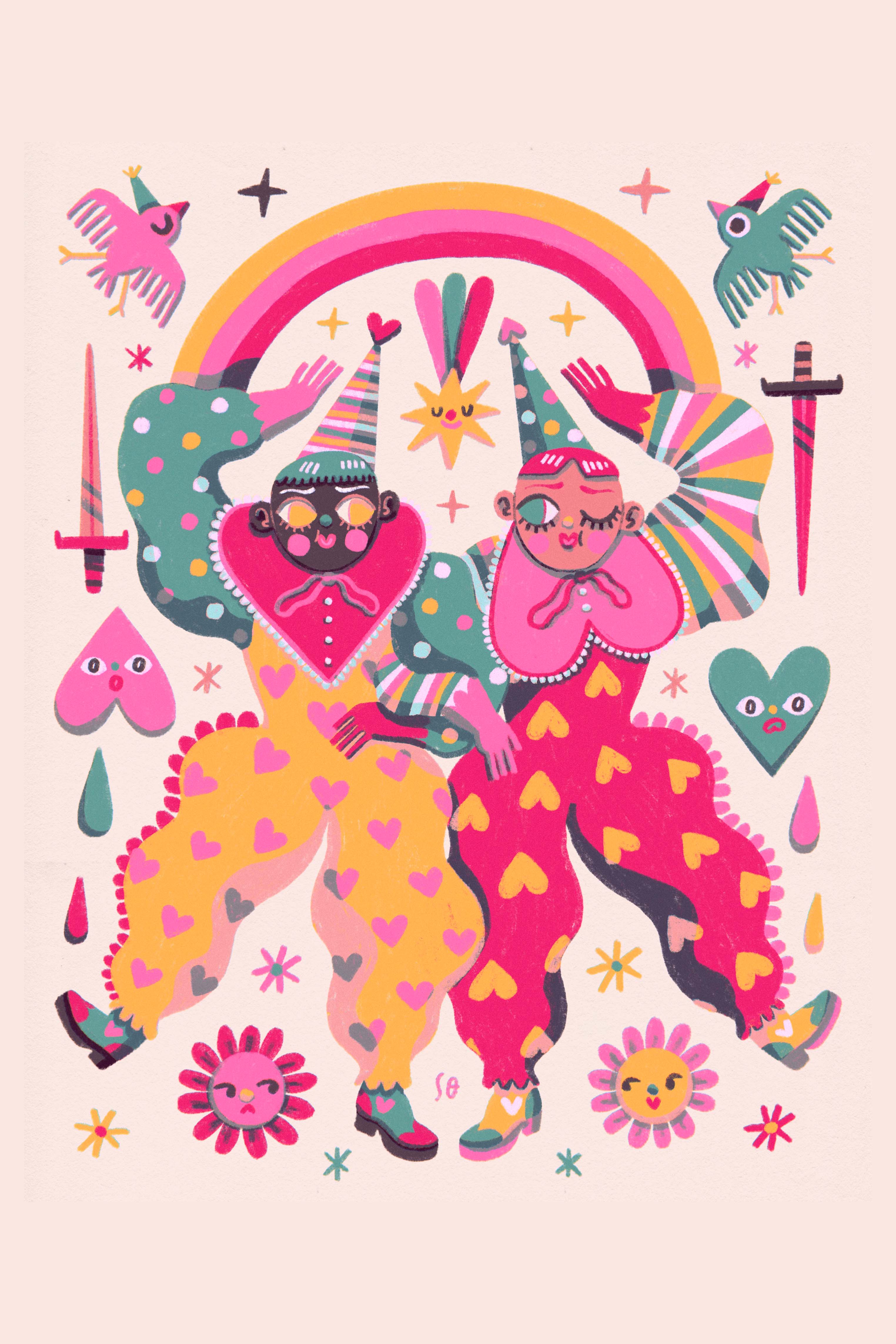 Clown Twins - Postcard