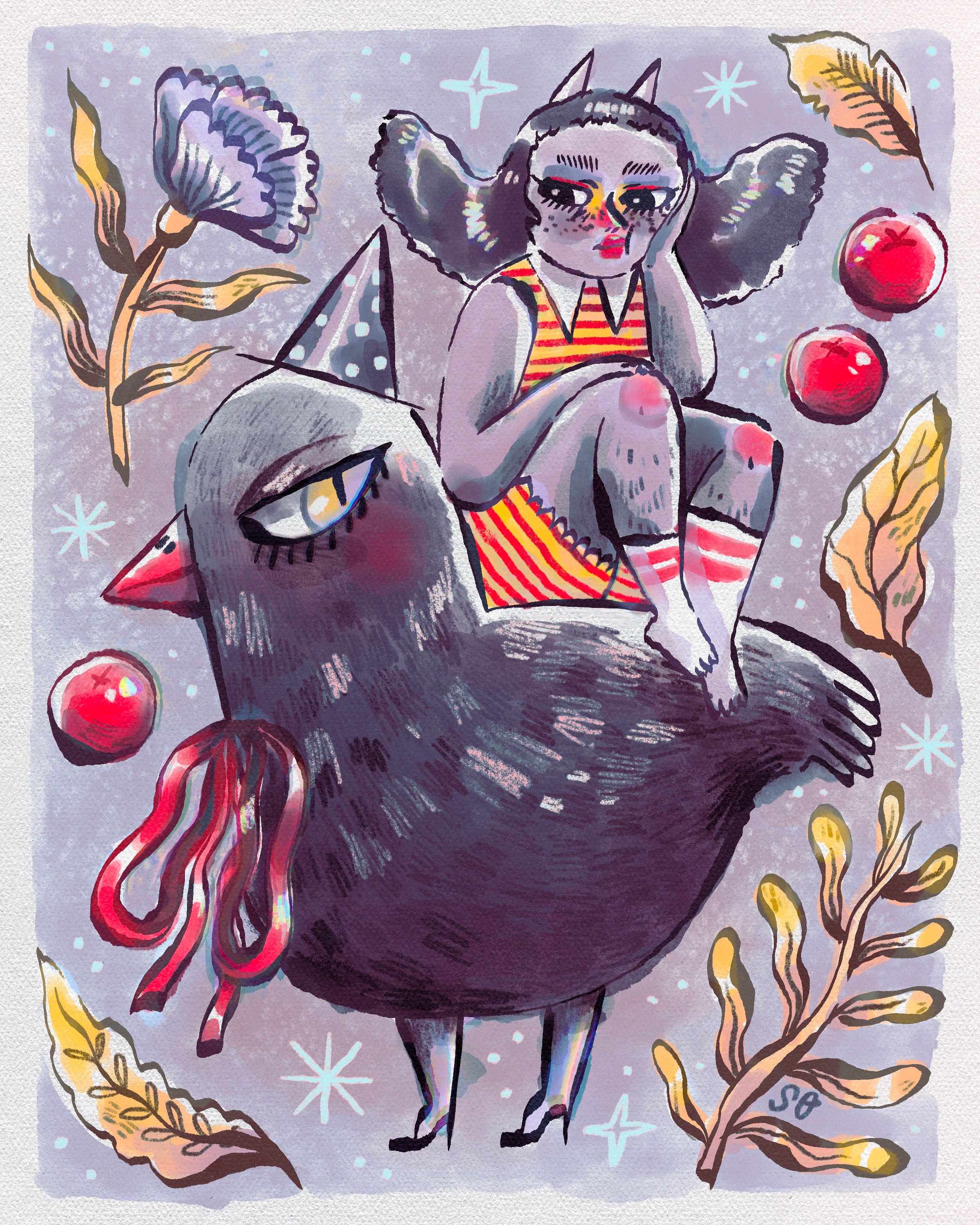 Demon And Crow - Print