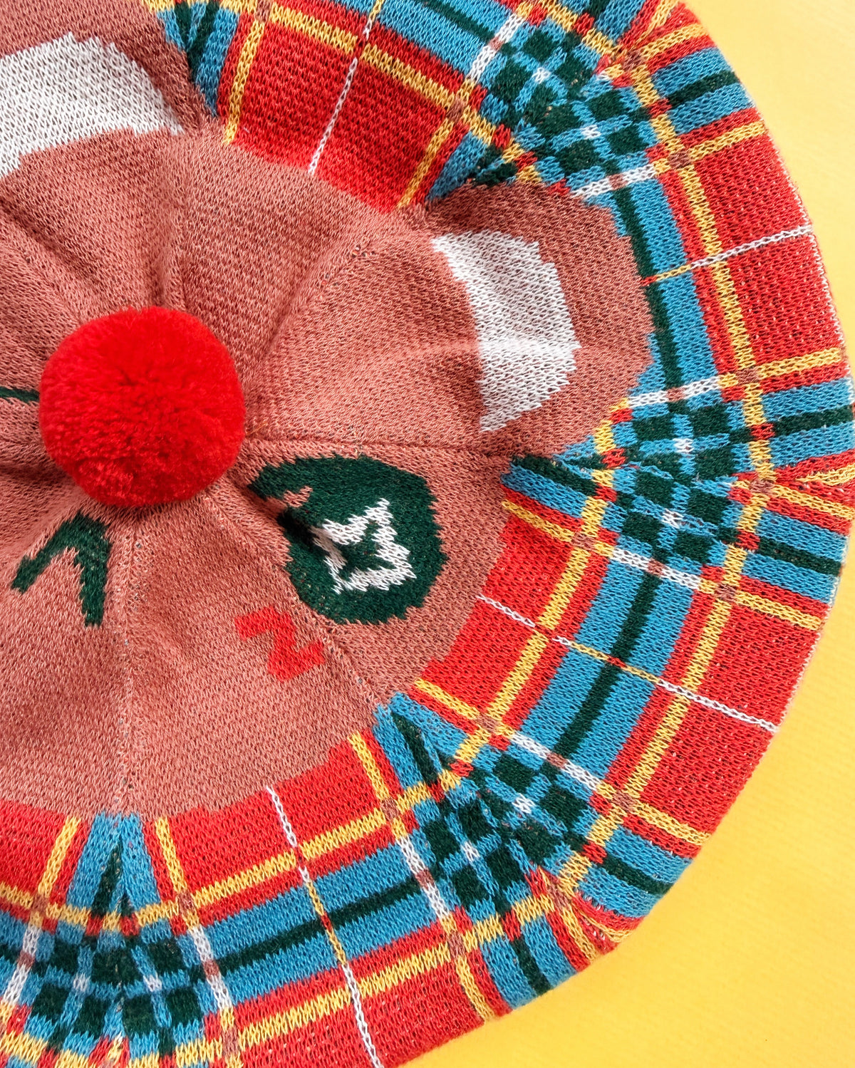 Beary Plaid Knit Beret