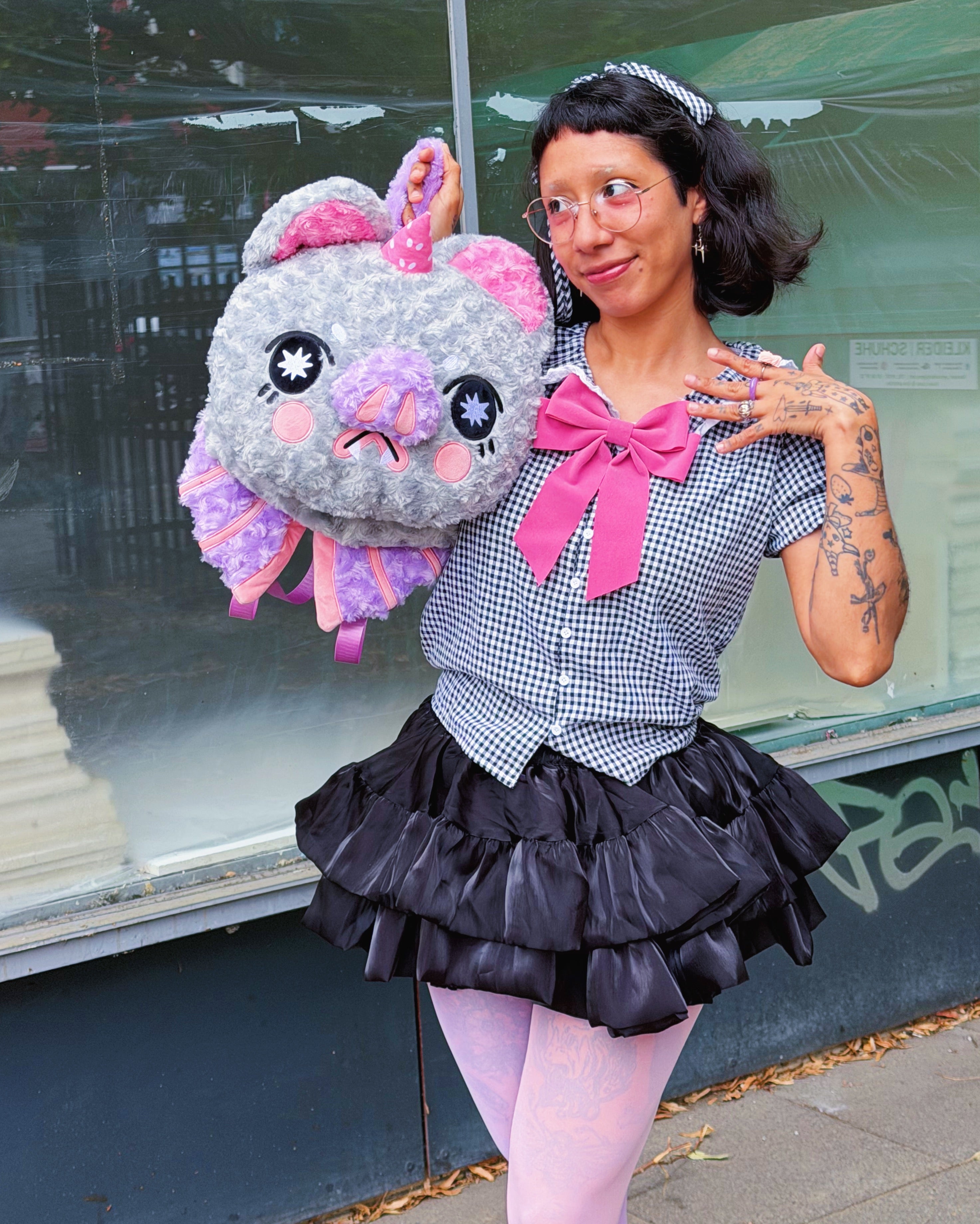 Grumpy Bat Plush Backpack! - GRADE B