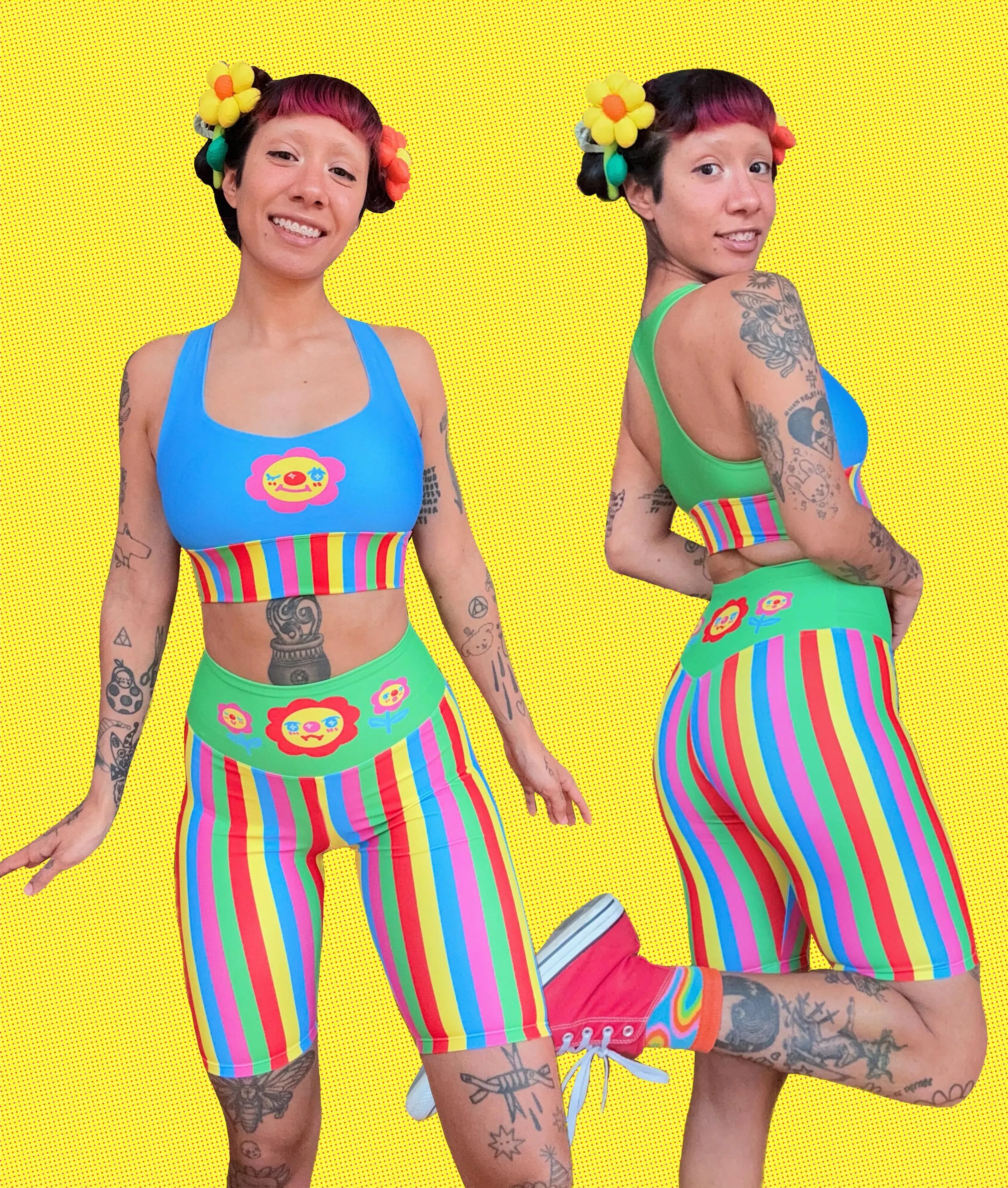 Electric Flower - Biker Shorts